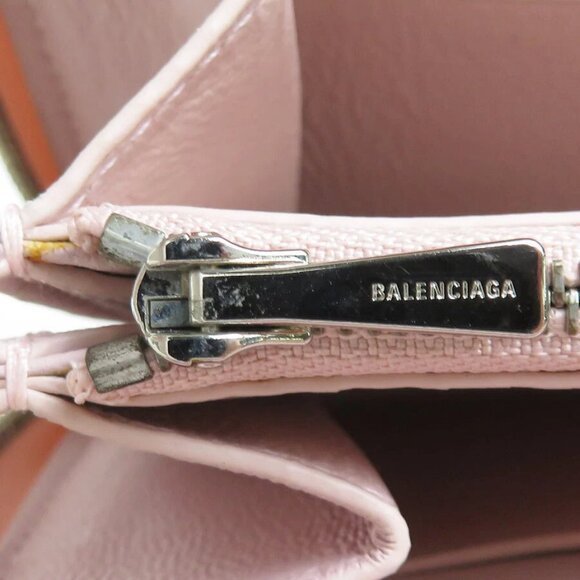 Auth BALENCIAGA Zip Around Long Wallet Light Pink Leather - Picture 4 of 8